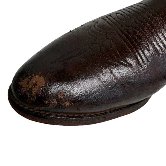 Abilene Elk Vintage Western Cowboy Boots Burgundy Leather Pointed Toe Boots main image 10